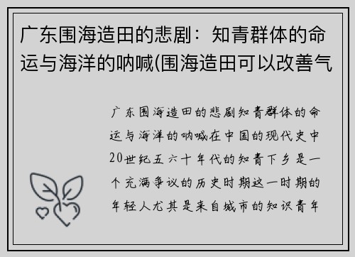 广东围海造田的悲剧：知青群体的命运与海洋的呐喊(围海造田可以改善气候吗)